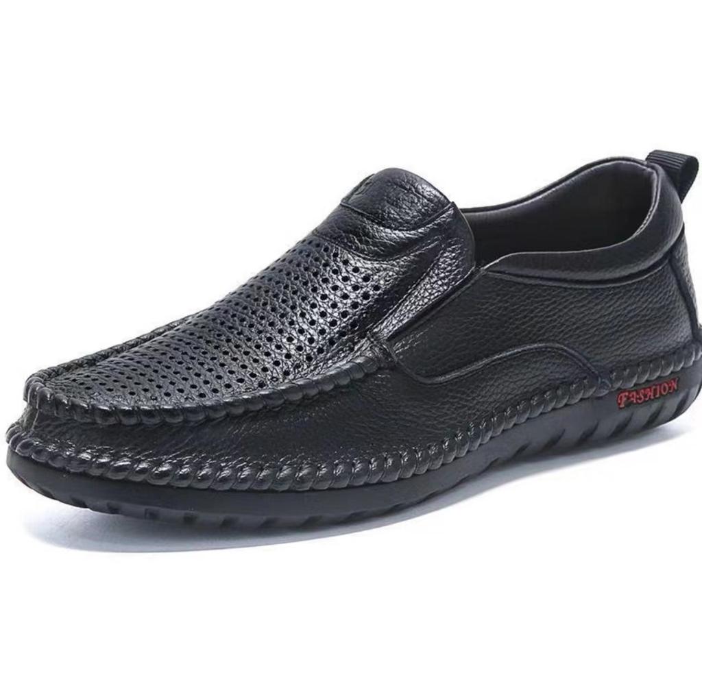 Men's shoes summer new casual leather shoes men's leather first layer cowhide loafers driving beanie shoes cover feet