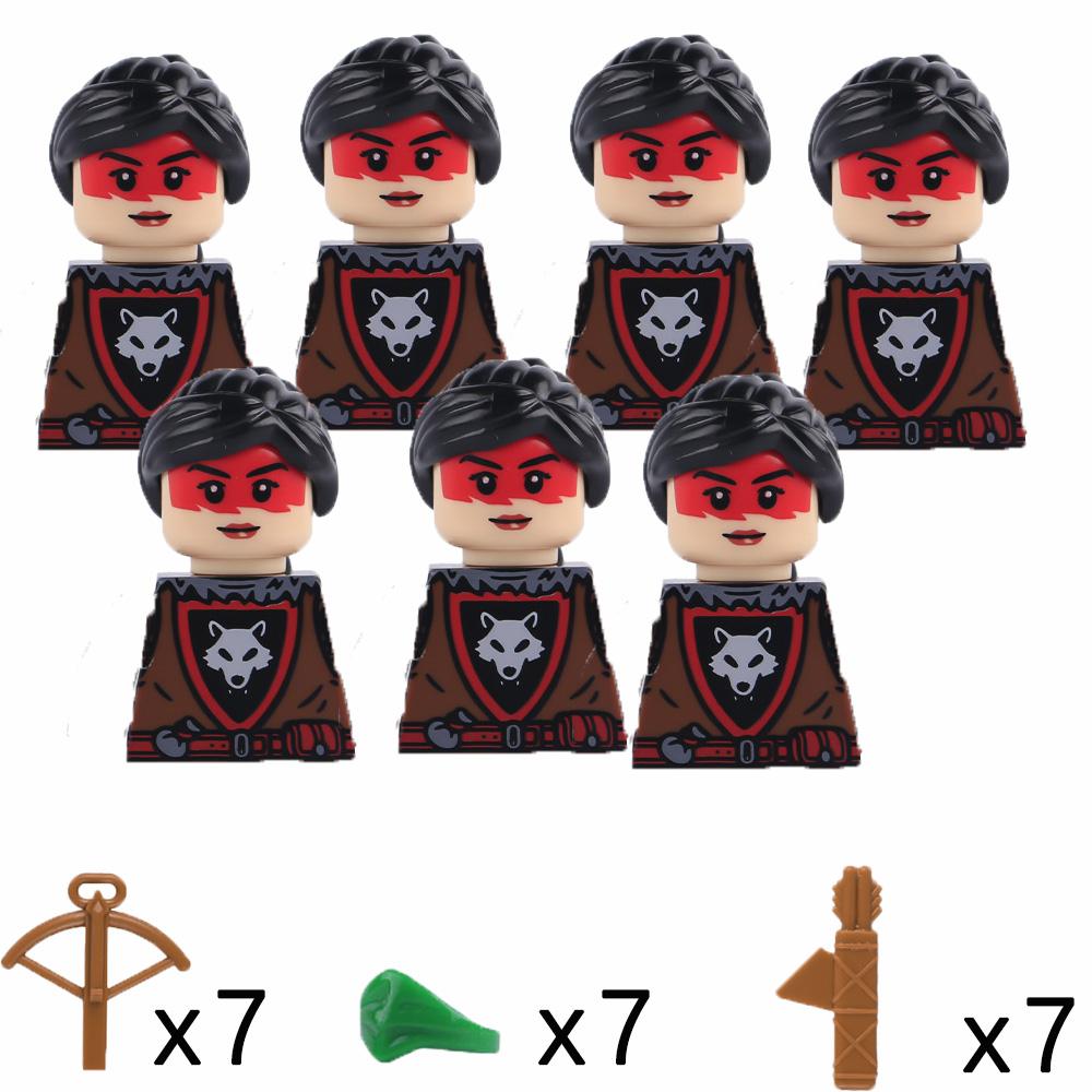 Wolf Knight Warrior Building Blocks – Medieval Castle Horse Soldier Toy with Sword, Axe, Bow, Shield & Cloak for Boys