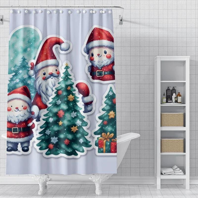 Home Decoration Shower Curtains For Bathroom Waterproof Curtain Fabric Modern Nordic Style Living Room Merry Christmas Winter