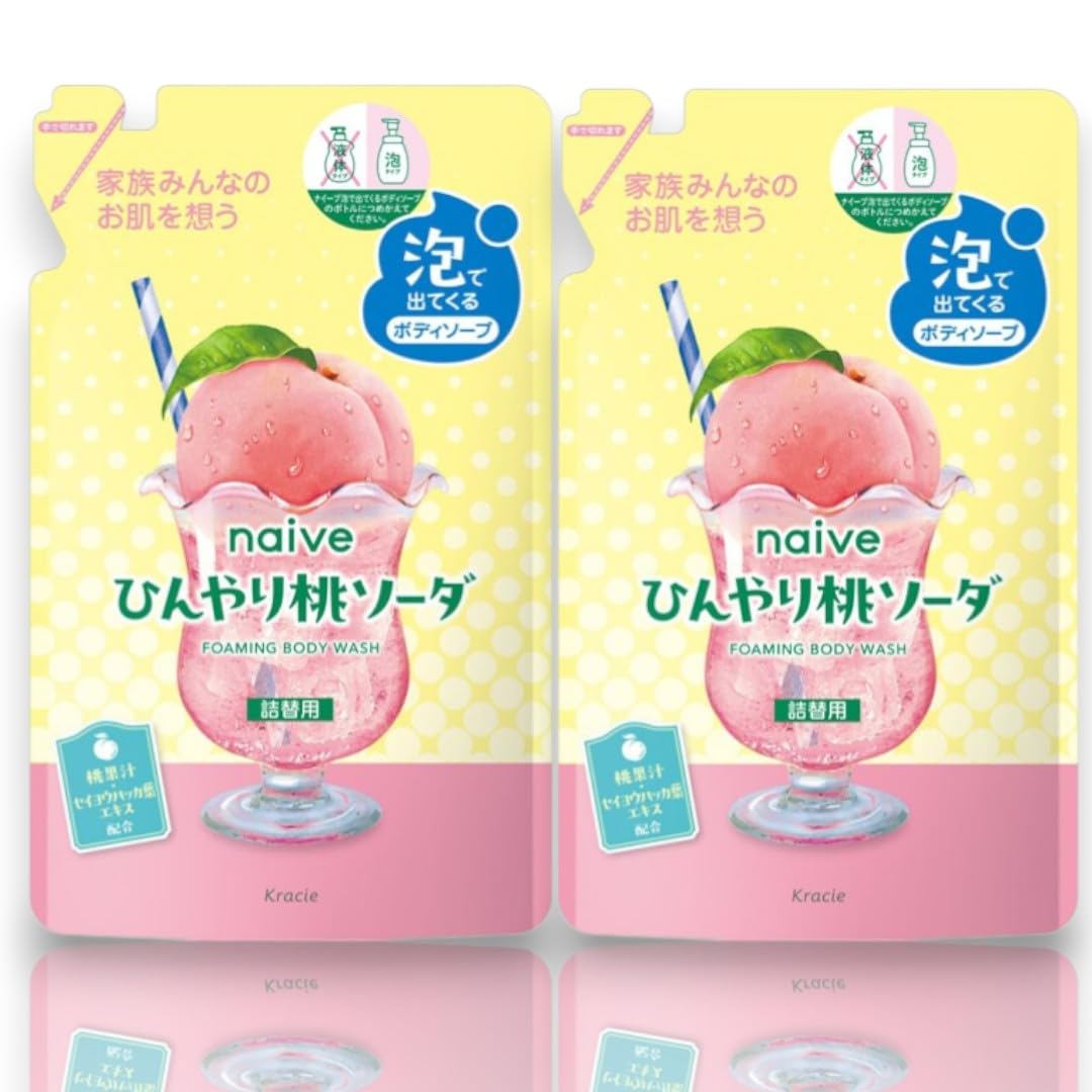 n a i v e Cool Peach Soda Foaming Body Soap Refill 2-Pack Kracie Summer Limited Foaming Body Wash