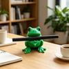 3D-printet sød frø penneholder, lys grøn penneholder med pennegribende struktur, skridsikker skrivebordsorganisator til penne & makeupbørster, kreativ