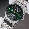 Men's Watch Fully Automatic Mechanical Watch Perpetual Calendar Large Dial Steel Belt Waterproof Casual Watch Steel Belt Green Dial RA-BA0002E10B