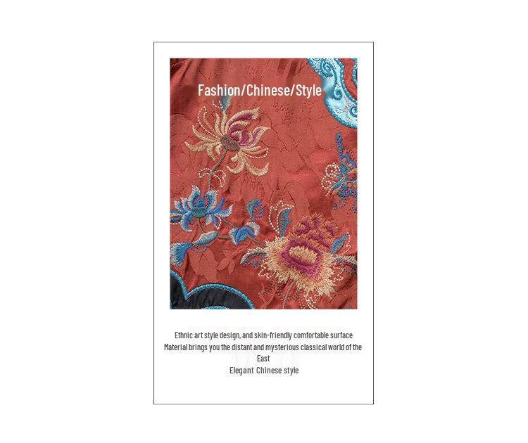 2025 Spring Ethnic Sleeveless Embroidered Cardigan Vest with Frog Buttons and Stand Collar for Women