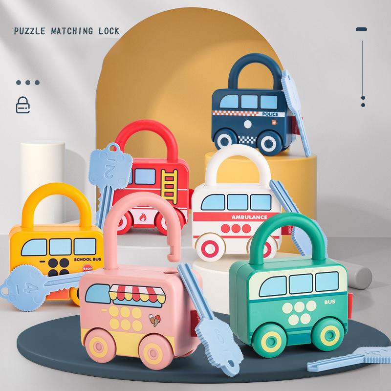 Baby Montessori Fun Unlocking Color Shape Sorters Toys Transport Car Kindergarten Kids Early Educational Enlighten Toy Gifts