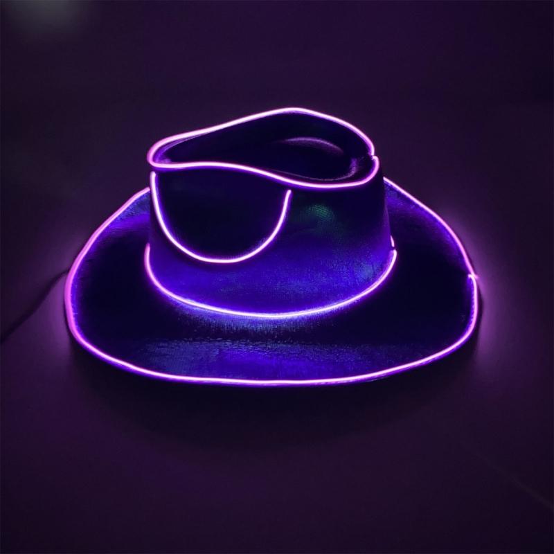Western Hat Light Up LED Cowgirl Hat Party Hat Stage Costume Headwear