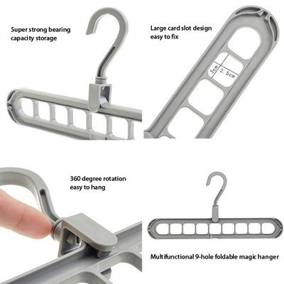 1Pc 9 Hole Household Storage Coathanger Folding Hanger 360 Degree Rotation Magic Hanger
