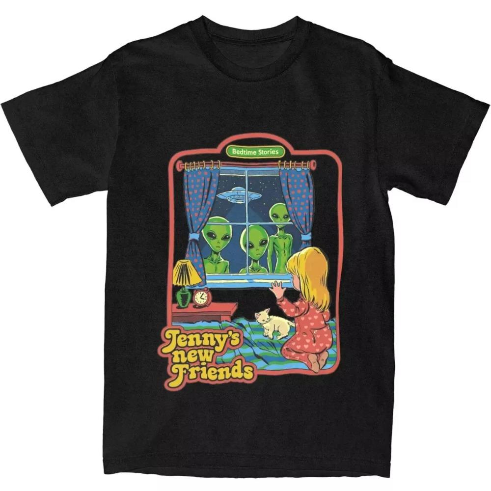 Men Women Horror Alien Bedtime Story Shirt Merchandise Ufo Dark Humour Sci Fi  T-shirt Clothes Cool Tee Shirt Summer