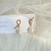 Women Gold Irregular Freshwater Pearl Drop Earrings Elegant French Long Dangle Statement Jewelry