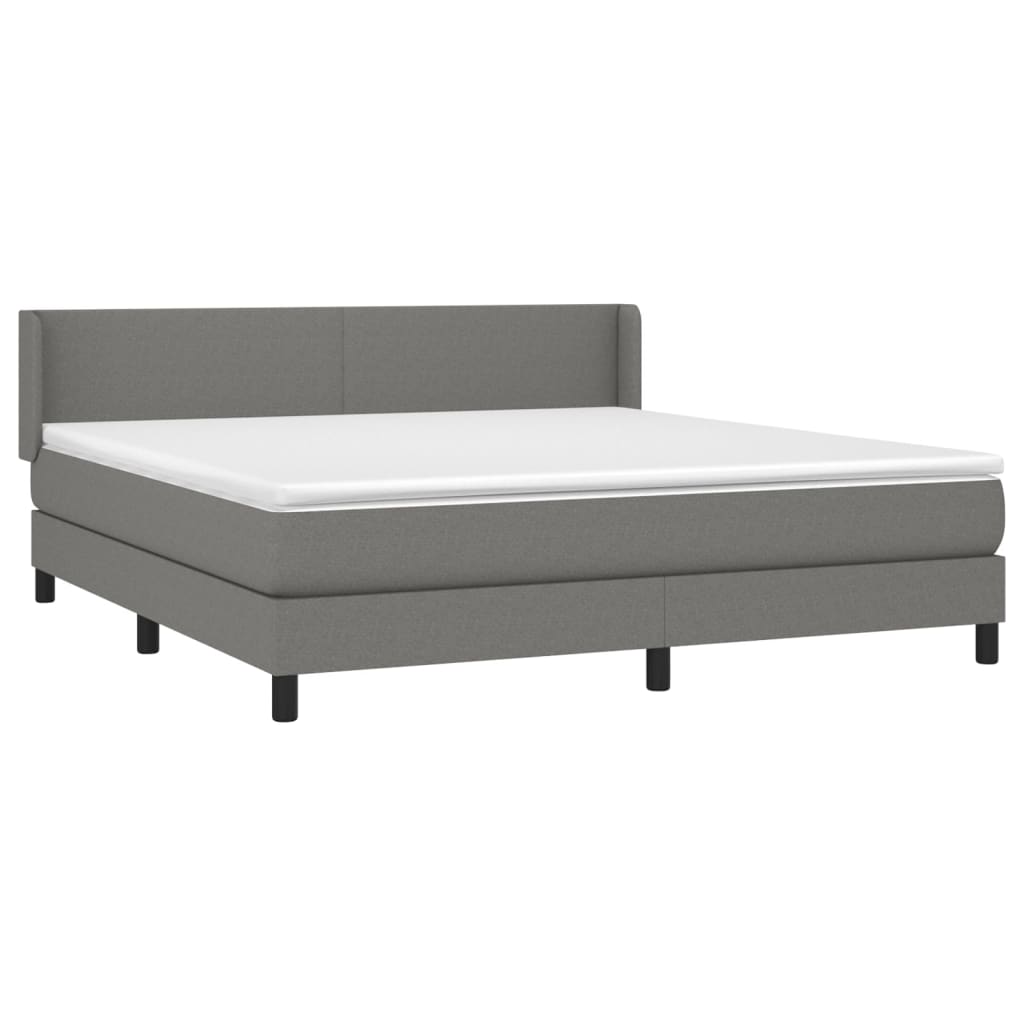 Vidaxl Letto Continentale Con Materasso, Tessuto Grigio Scuro 160X200 Cm