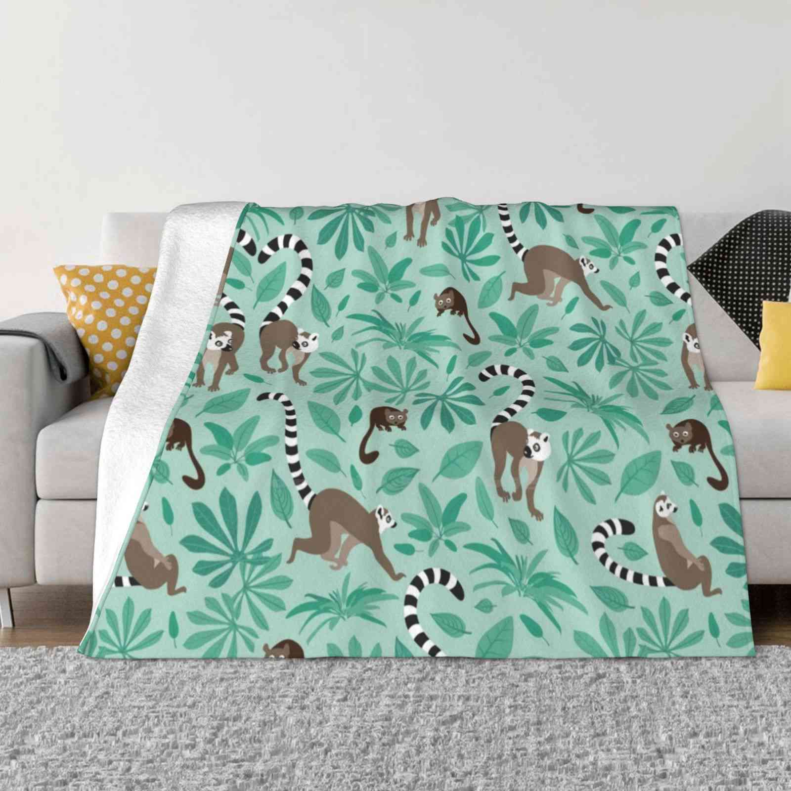 Lemur Love Mint Leaves All Sizes Soft Cover Blanket Home Decor Bedding Ring Tailed Lemur Endangered Animals Madagascar Wildlife 30x40in