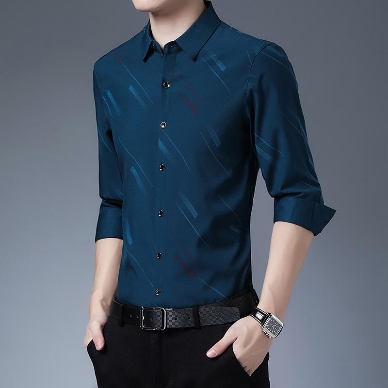 

Мужская бархатная утолщенная рубашка с длинными рукавами и принтом, зимняя теплая полосатая тонкая деловая рубашка для мужчин 3XL