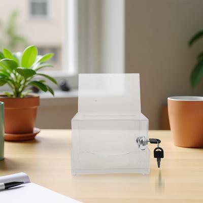 Acryl Lockbox met Sleutel Potje voor Barman Donatiebox Stembus Suggesties Loterij Geldinzameling Fondsenwerving Stemmen