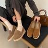 Europe, America 2025 Autumn Straw Muffin Heel Thick-soled Round Head Versatile Small Leather Shoes Simple Loafer