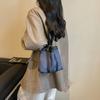 Portable Denim Tote Bag Women's Shoulder Underarm Bucket Bag