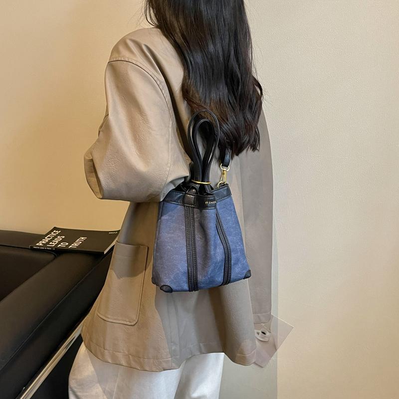 Portable Denim Tote Bag Women's Shoulder Underarm Bucket Bag