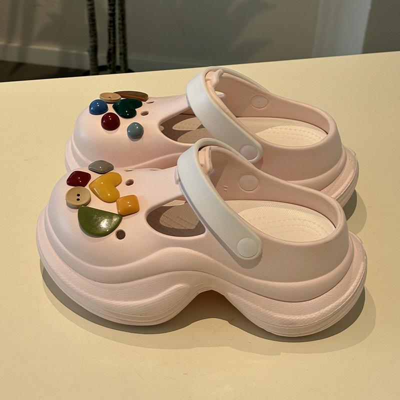 Height increase 7cm hole shoes women's summer new outer wear small waist thick sole non-slip bag head slippers