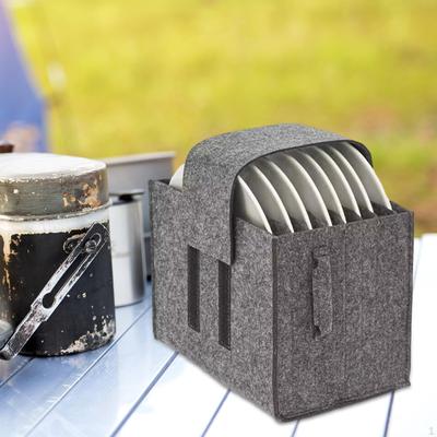 Camping Dinnerware Organizer Bag with Cutlery Storage Solution for Noise Reduction