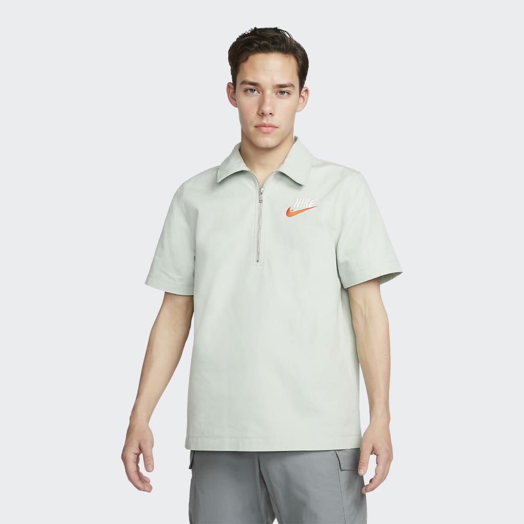 Nike Half-Zip Solid Short Sleeve Polo Shirt Men Tops Aqua-Blue DM5284-017