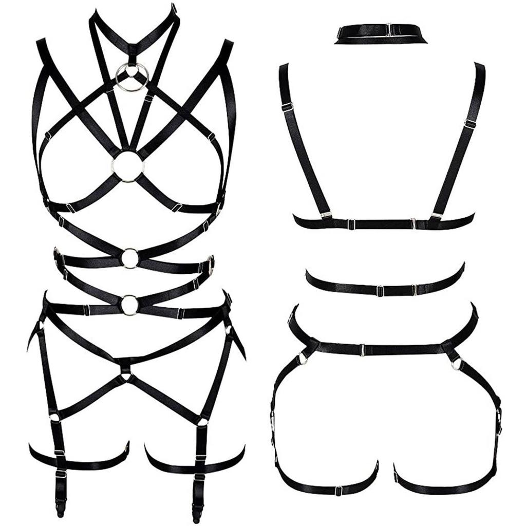 Women's Cropped Punk Harness Belt Stretch Stretch Gothic Garter Rave Sex Lingerie