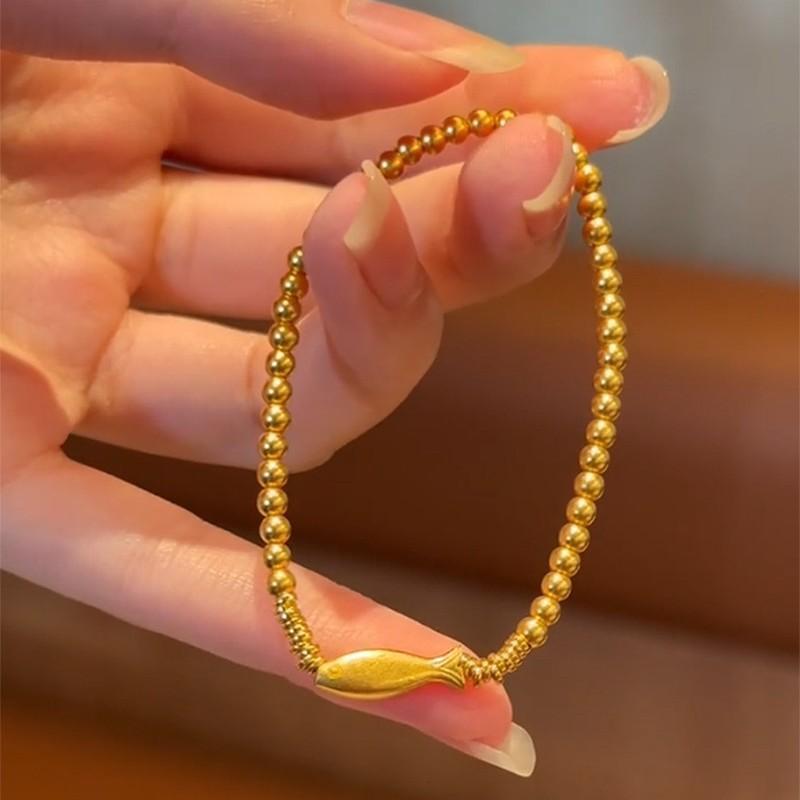 Transfer Koi Handornamente Goldperle Kleiner Fisch Armband für Damen 2024 Neuer Stil Goldperle Perlen Glücksbringer Armband Heißer Verkauf