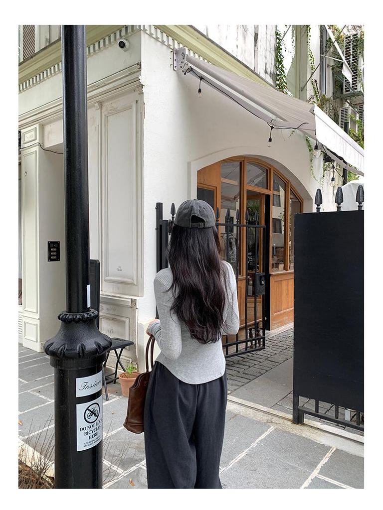 Korean Style Grey Round Neck Knit Cardigan for Women - Autumn/Winter Slimming Long Sleeve Top