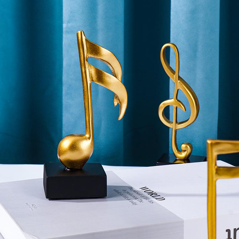 3-Piece Set of Musical Note Sculptures, Resin Figurines Decoration, Home Decorative Ornaments for Bedroom, Study, and Office