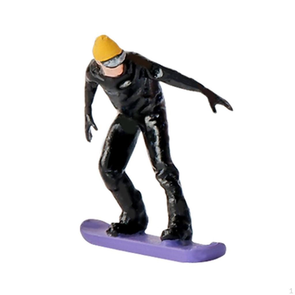 1/64 Scale Skiing Model People Figures Mini Skier Ornament for Miniature Scenes