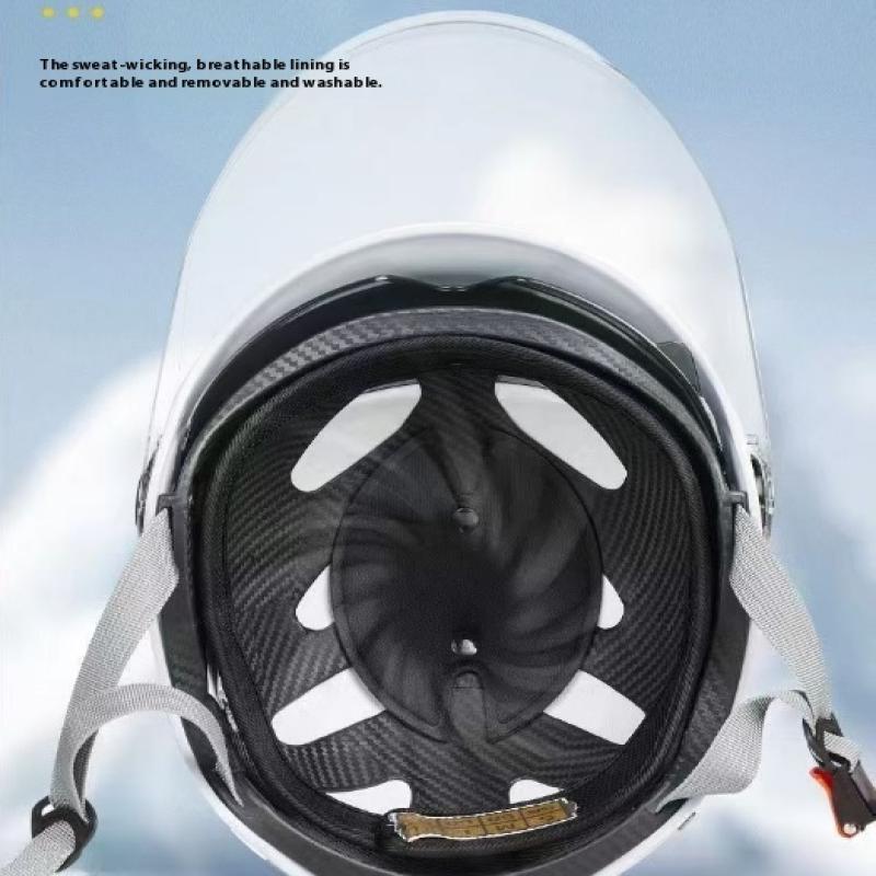 1 Bucată Bărbați Femei Cască Electrică cu Vizieră pentru Mersul pe Bicicletă Motocicletă Căști cu Oglindă Dublă Ventilație Patru Sezoane Cască de Siguranță Ajustabilă