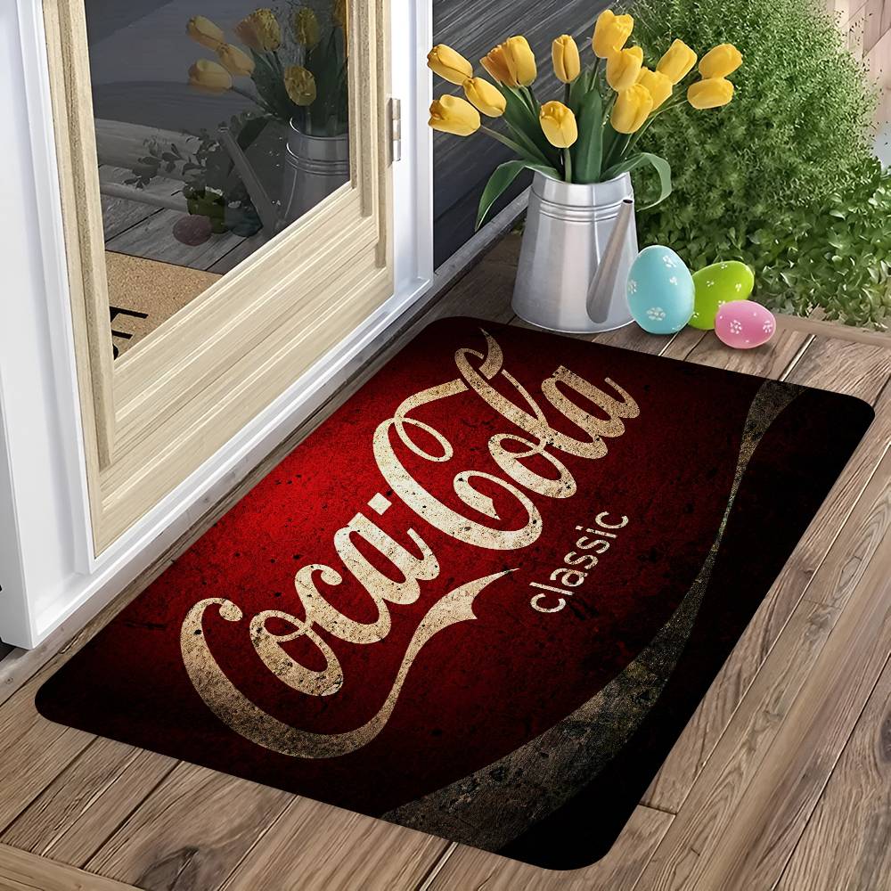 Soft Drink Brand C-Coca C-Cola Hallway Carpet Washable Non-Slip Living Room Sofa Chairs Area Mat Kitchen Doormat Area Rug