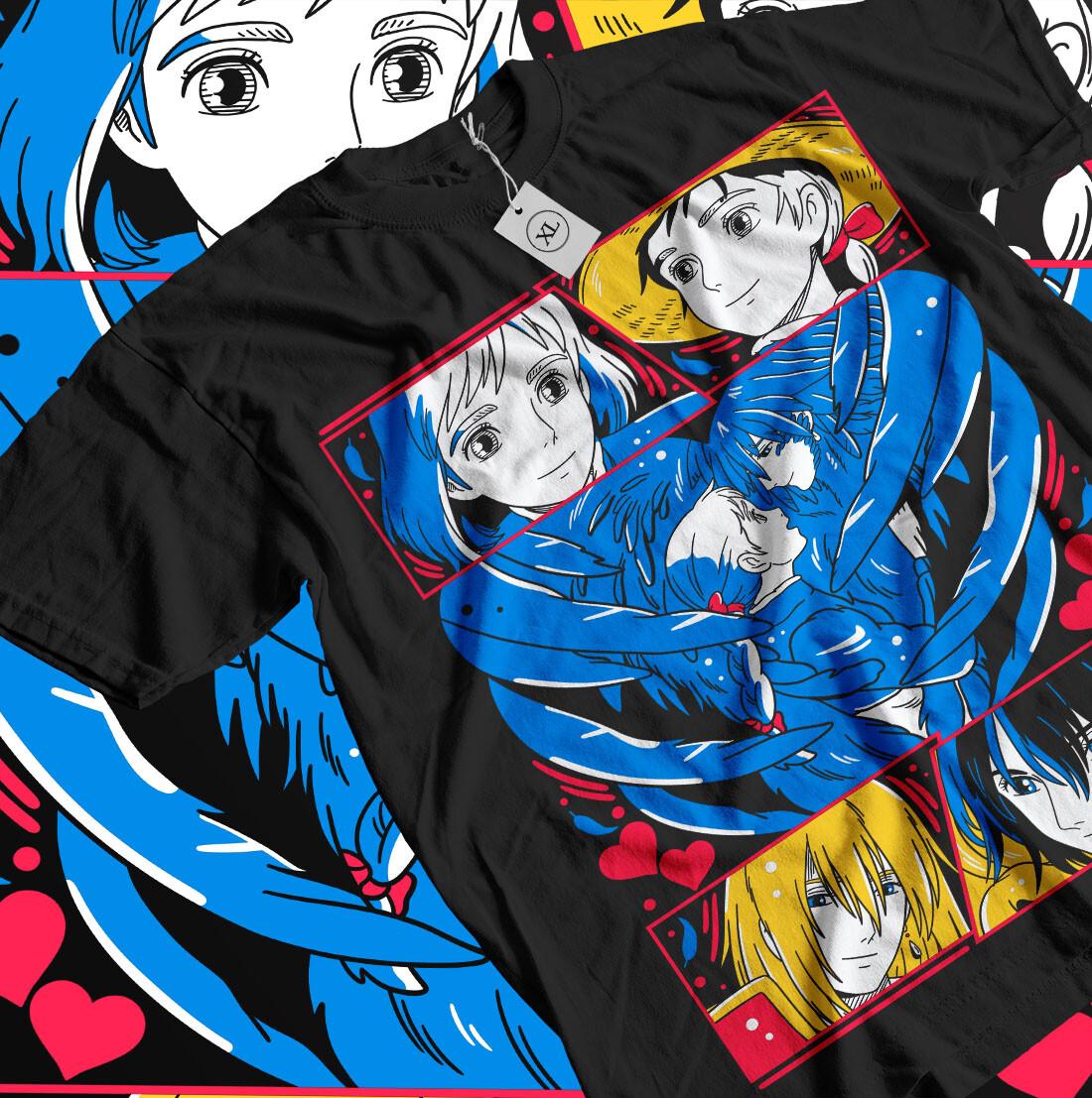 Howl and Sophie T-shirt Howl Moving Castle Hayao Miyazaki Anime Gifts Shirt S