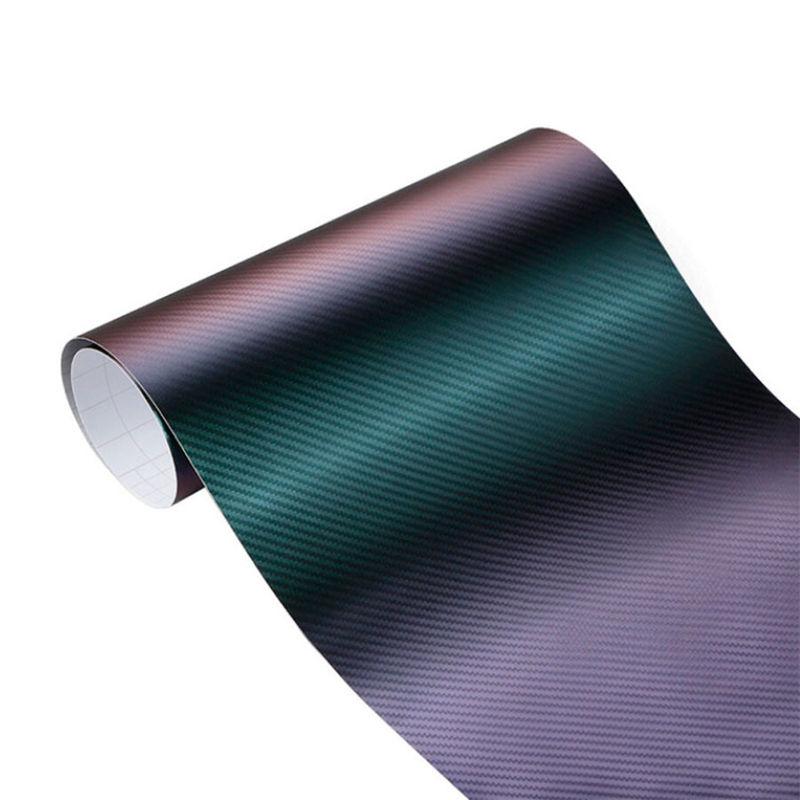 3D Car Interior Accessories Panel Chameleon Carbon Fiber Vinyl Wrap DIY Sticker Purple Green GZW