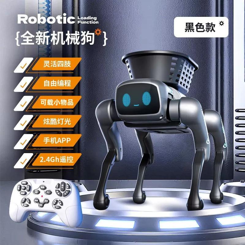 New Ai Intelligent Smart Robot Dog Remote Control Toy Programmable With Loading Basket For Boys Birthday Festival Gift