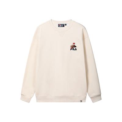 Men's FILA Sweatshirts Unisex Ivory Crew Neck Moderate Straight Fit