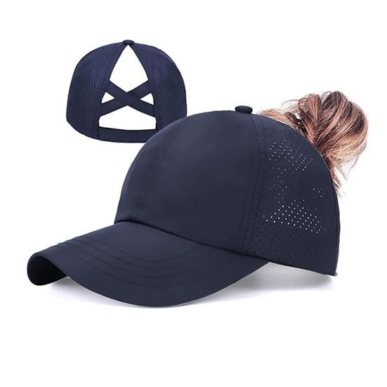 Women Baseball Cap, Adjustable Elastic Straps Quick-Drying Sun Hat, Criss-Cross Ponytail Design Baseball Hat for Running Yoga Hiking