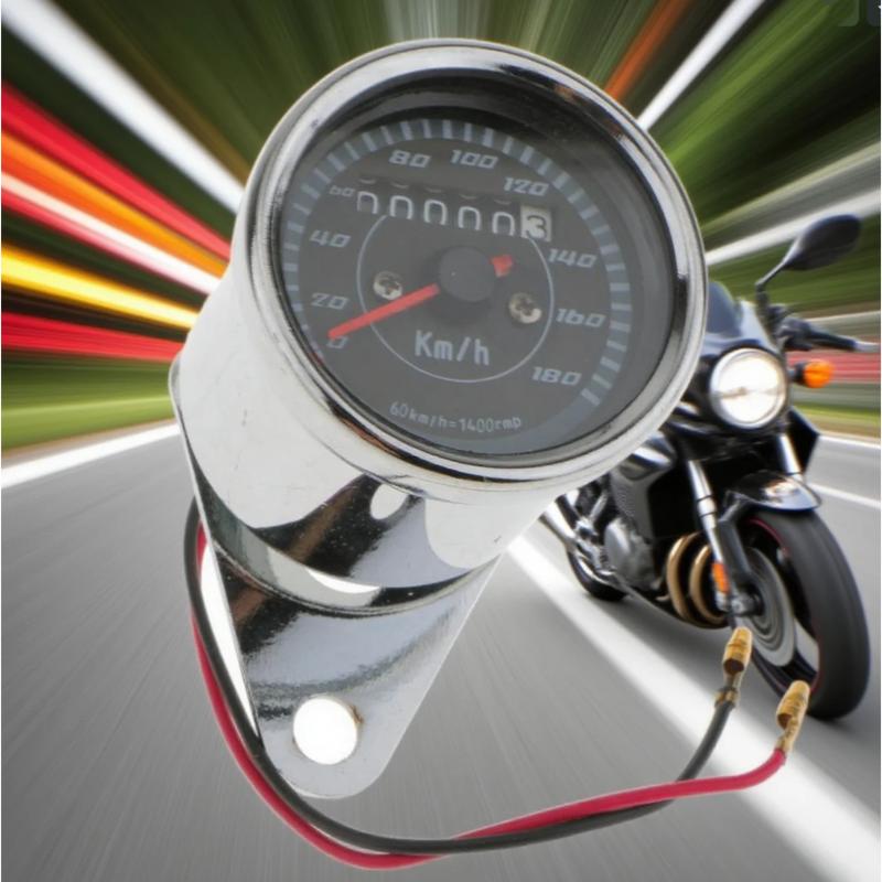 Chrome Universal Motorcycle Dual Odometer Speedometer Gauge for Harley Honda Yamaha Suzuki Kawasaki with Installation Kit