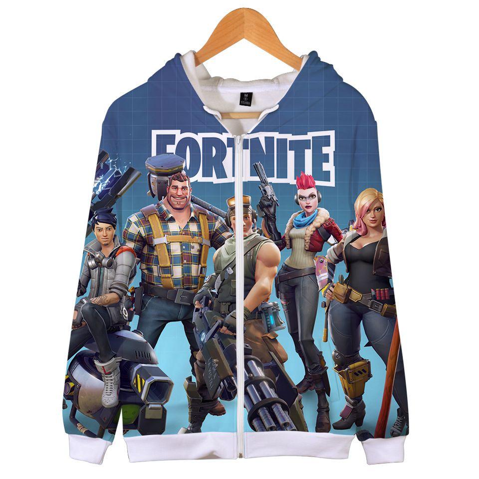 Fortnite Hoodie 3d Print Zipper Sweatshirts Battle Royal Cosplay Costume