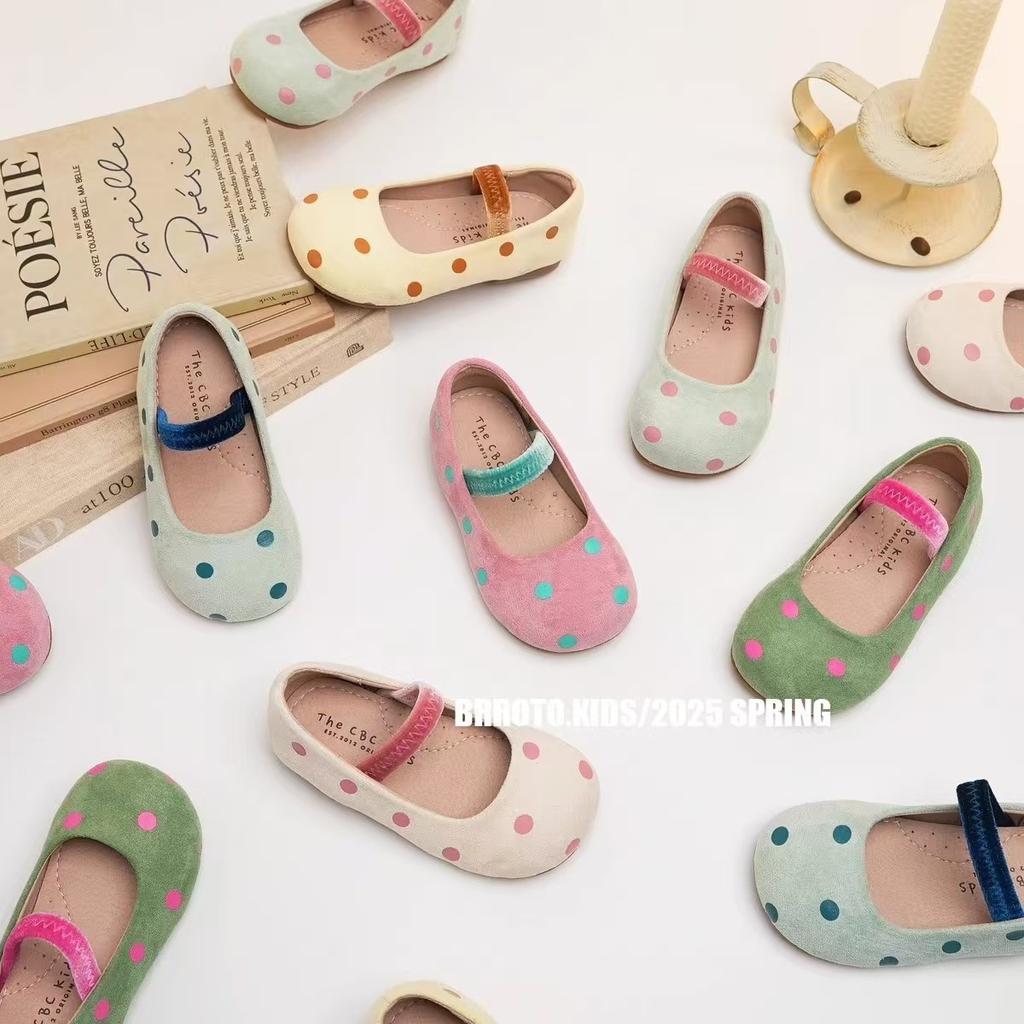Children's princess shoes 2025 spring and autumn new casual shoes girls polka dot small leather shoes soft sole Doudou single shoes