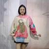 Plus Size Diamond Knit Base Sweater - Women's Heavy-Duty Round Neck, Printed Design for Spring & Autumn 2026