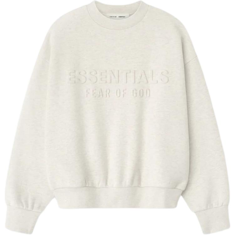 

Fear of God Essentials Embossed Classic Crewneck Sweatshirt Oatmeal Heather Men Tops Grey 192HO256552F L