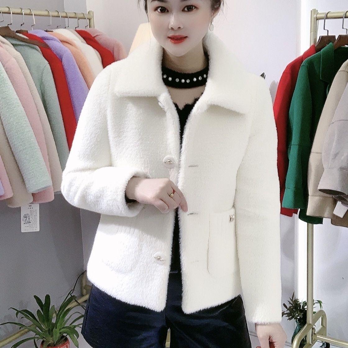 

2025 Winter Faux Mink Slimming Short Wool Coat - Petite Korean Style L 80-105 lbs
