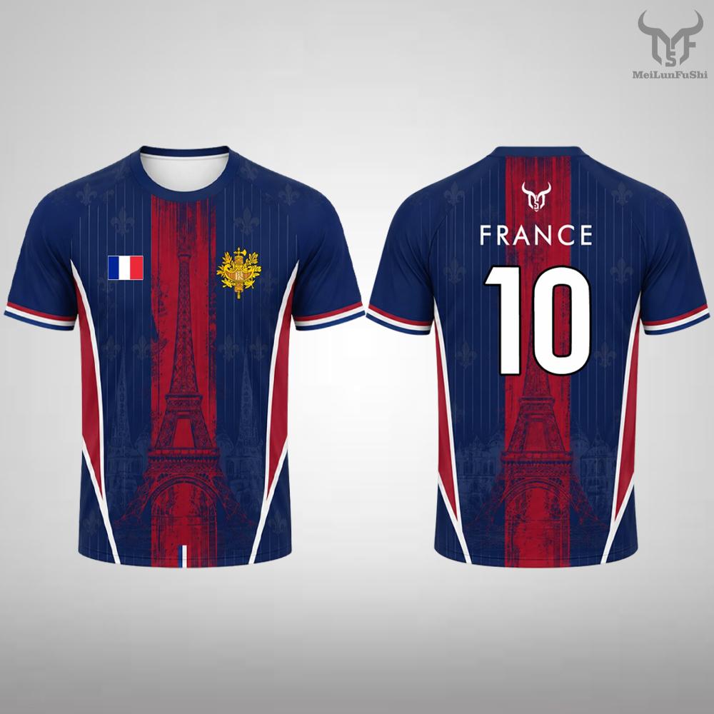 France Flag Printed T-shirt Summer Men Quick Dry Soccer Jersey Unisex Streetwear Casual Sports Short Sleeve Tee Fans Gift