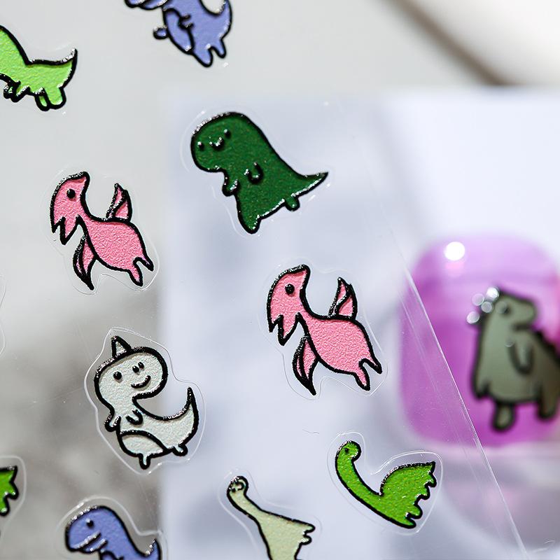 1 Sheet Cartoons Stickers For Nails Cute Dinosaur Design Nails Art Decoration Slider DIY Manicure Sticker Decals