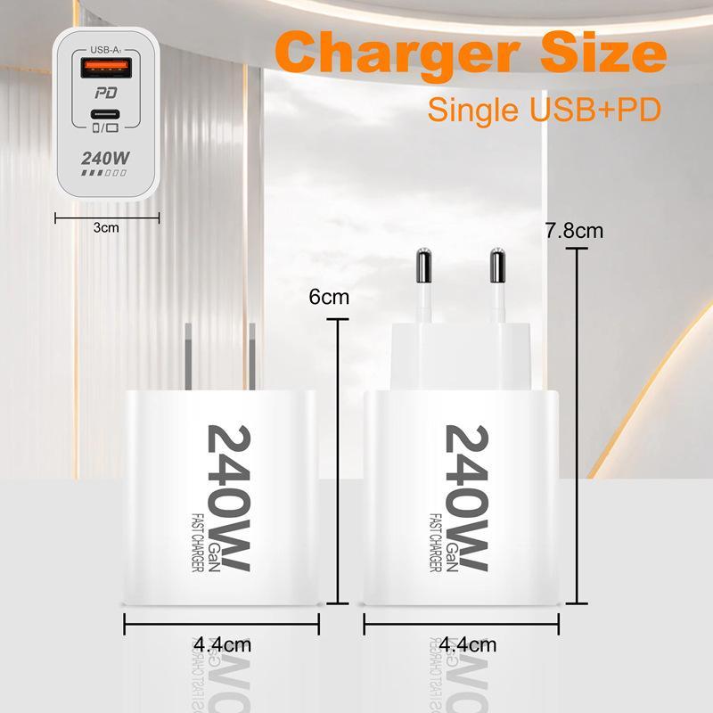 240W GaN PD USB-C-Ladegerät für 17 16 15 14 13 12 Pro Max Telefon QC 3.0 PD 3.0 USB Typ-C Schnellladung