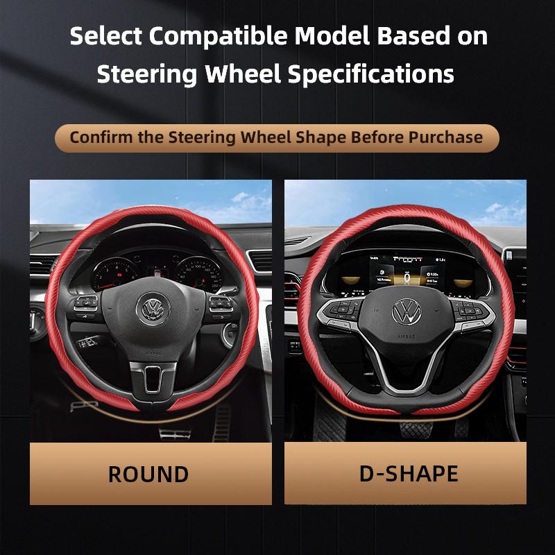 Suitable for Volkswagen Carbon Fiber Texture Steering Wheel Cover Snap-On Wave-Shaped Protective Shell Golf Passat Polo Jetta Tiguan T-Roc Atlas