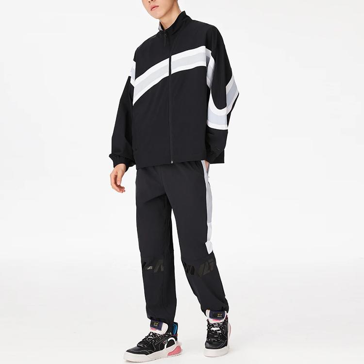 Li-Ning Color Block Cuffed Long Pants Men Bottoms Black AYKS309-1