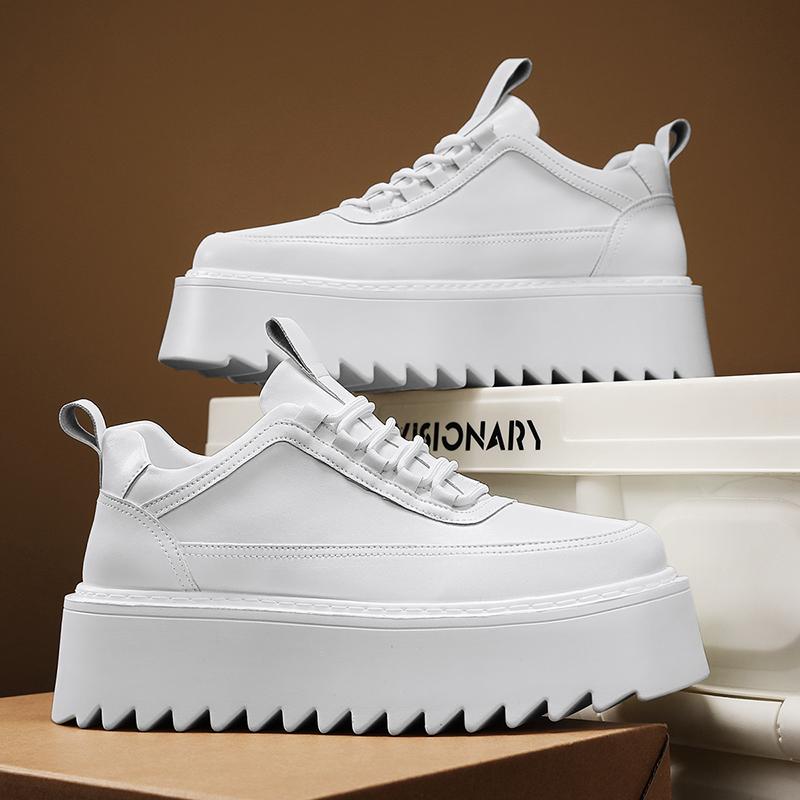High Top Sneaker Men Designer White Board Shoes Fashion Artificial Leather Breathable Height Increased Flat Platform Sport Shoes