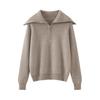 2026 Women's Autumn/Winter Pure Wool Lapel Half-Zip Knitwear Long Sleeve Pullover Sweater