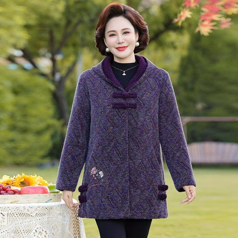 Winter mink fleece jacket fleece thickened medium and long hooded warm woolen cotton-padded jacket