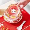 JINGREPUBLIC Cute Cartoon Dragon Girl 6-Piece Ceramic Tableware Set
