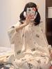 Women's Sweet Pure Cotton Pajama Set - Round Neck, Long Sleeve, Long Pants, Comfortable Home Wear for Spring & Autumn